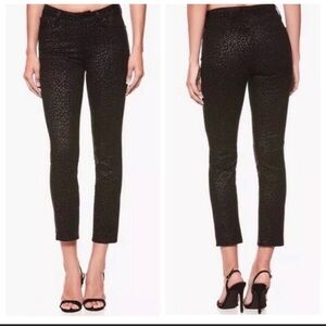 & Paige Jacqueline Straight Metallic Leopard Jeans Black